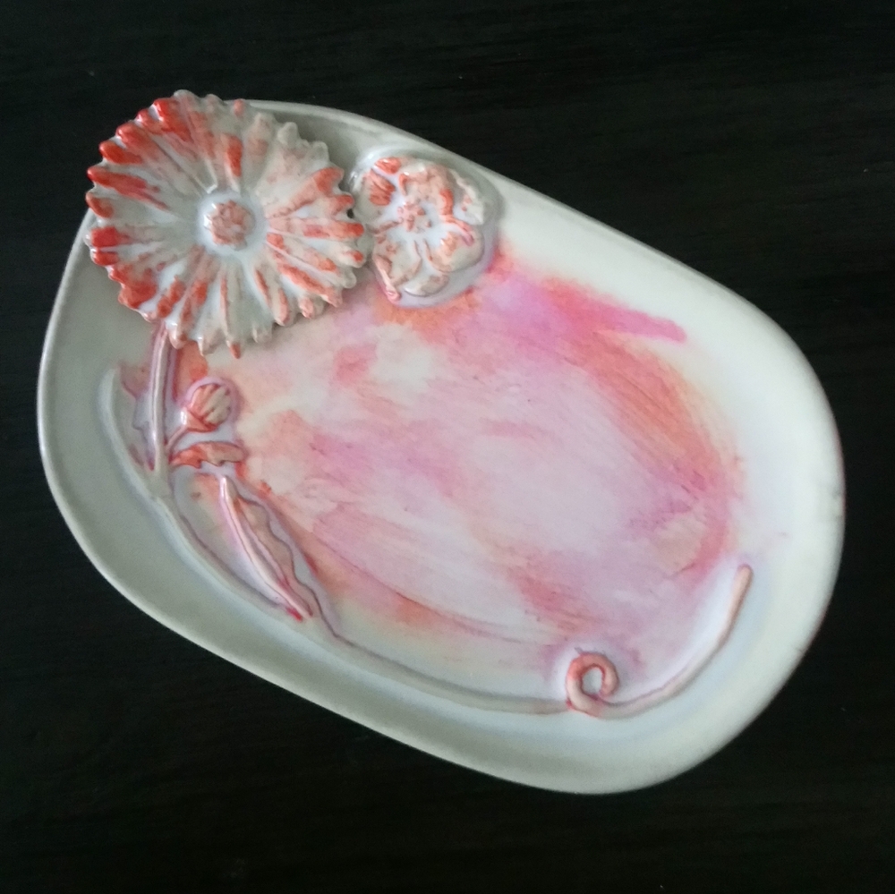 Anthropologie Pink Floral Trinket Dish